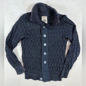 S.N.S. Herning Stark Textured Virgin Wool Small Men's Navy Cable Knit Cardigan